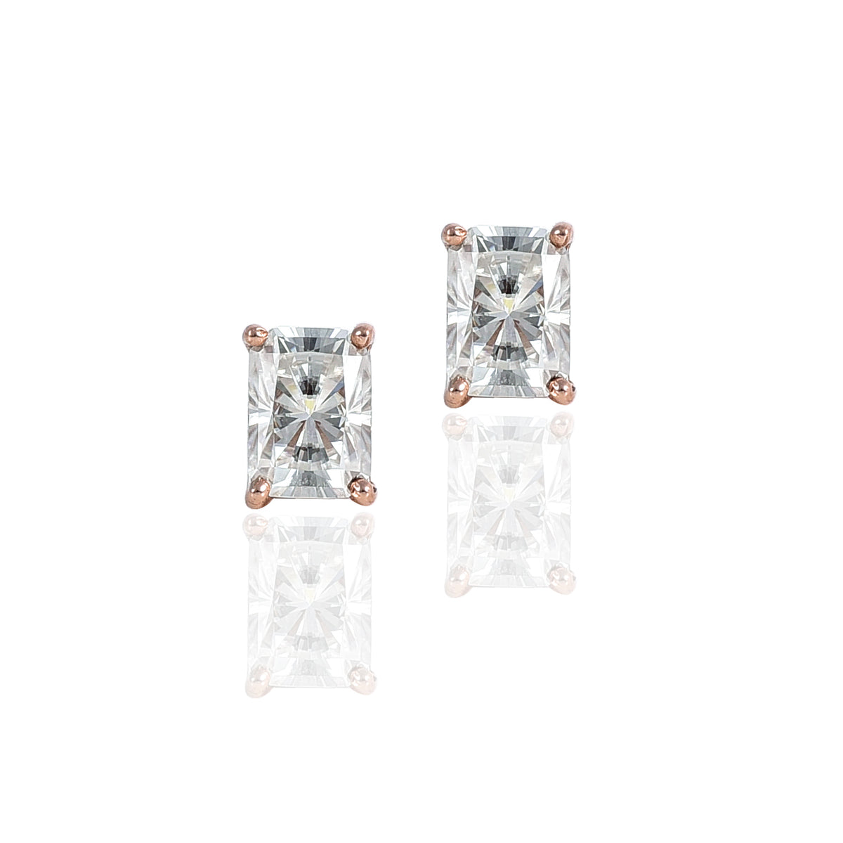 Pink Gold Moissanite Radiant Stud