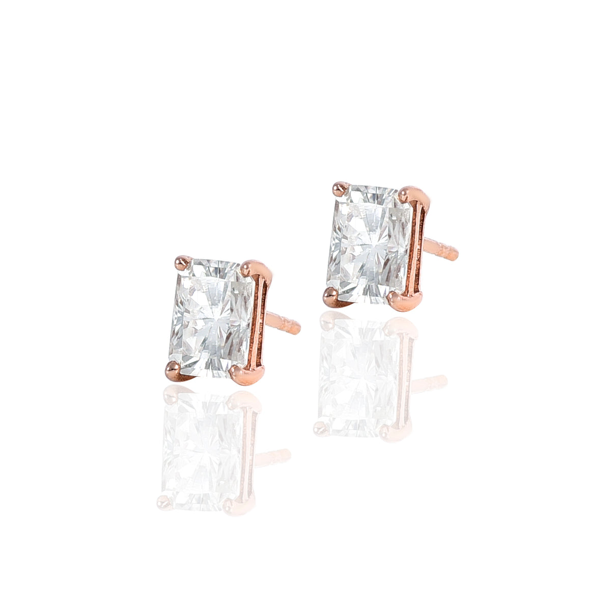 Pink Gold Moissanite Radiant Stud