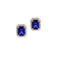 Pink Gold Moissanite Round Tanzanite Octagon Stud