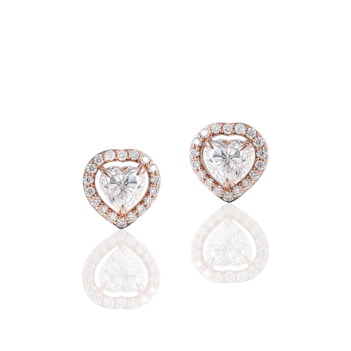 Pink Gold Moissanite Round Studs