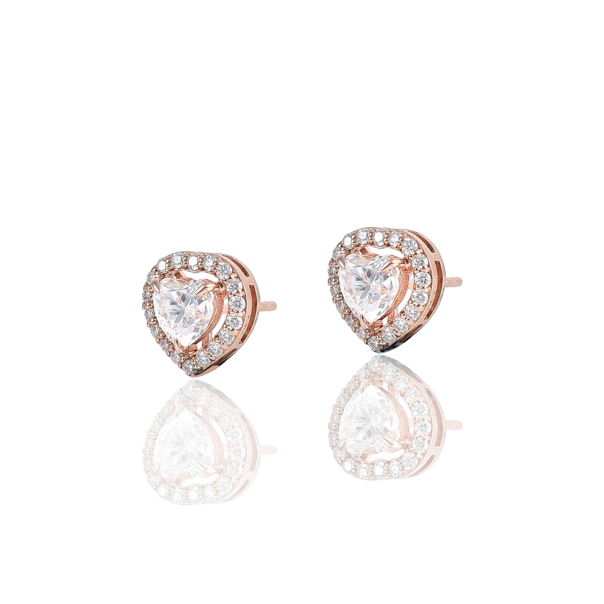 Pink Gold Moissanite Round Studs