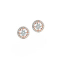Pink Gold Moissanite Round, Heart Studs