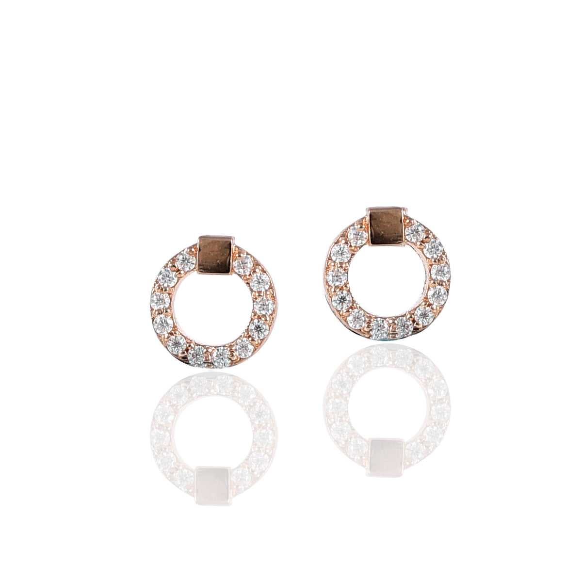 Pink Gold Moissanite Round Stud