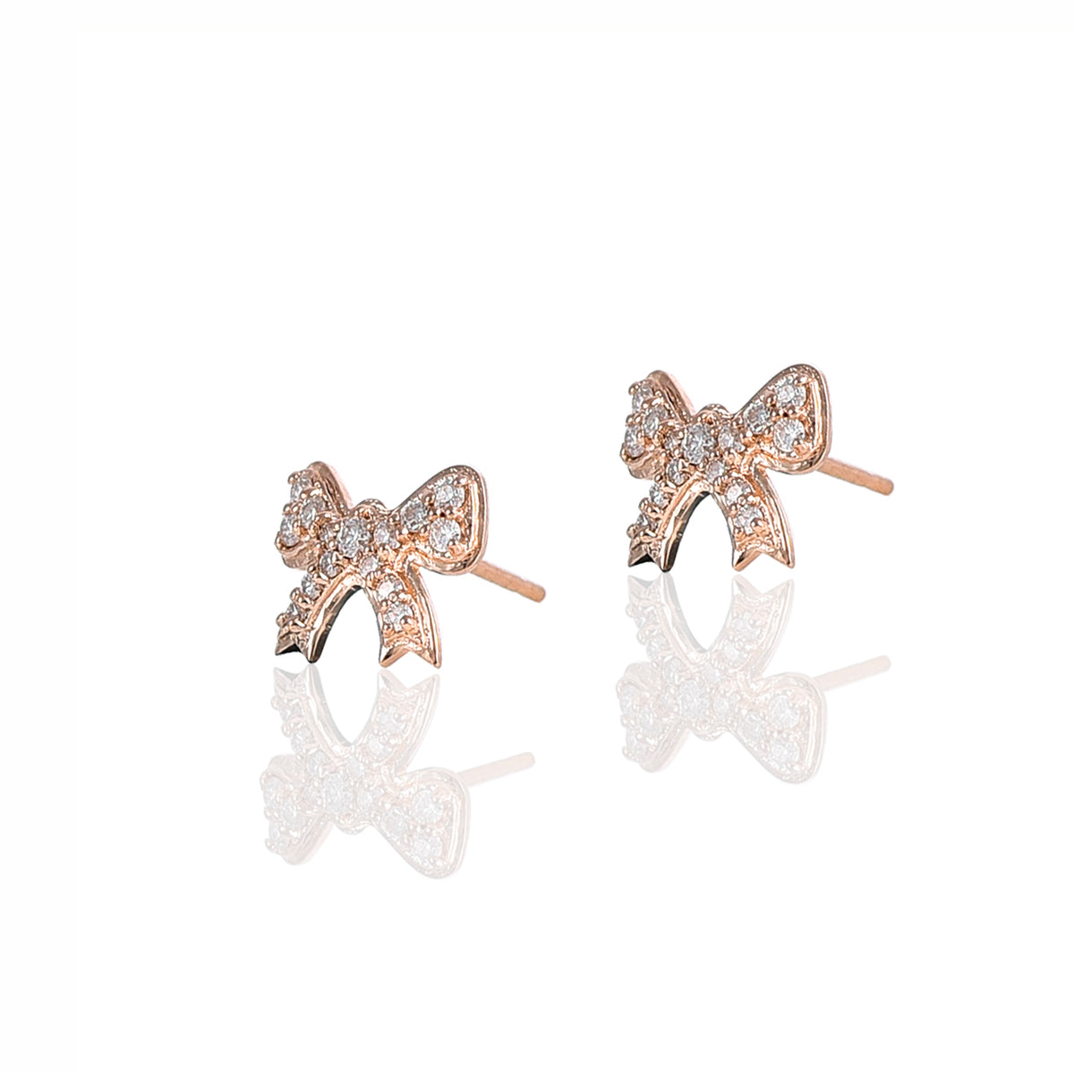 Pink Gold Moissanite Round Stud