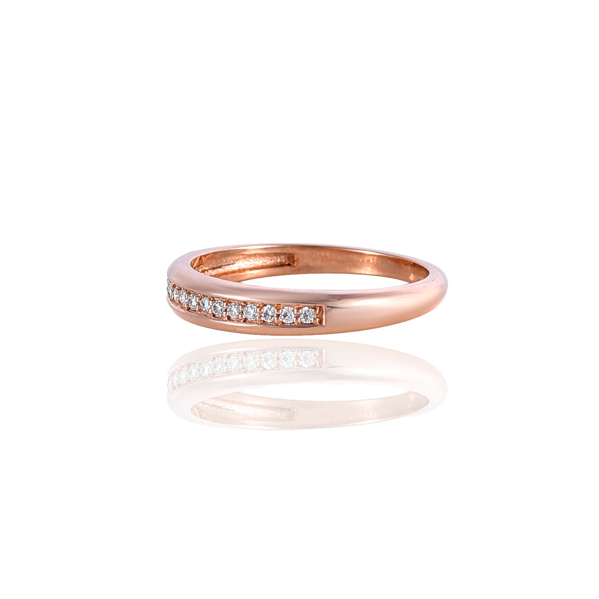 Pink Gold Mossanite Round Ring