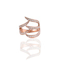 Pink Gold Wavy Mossanite Round Ring