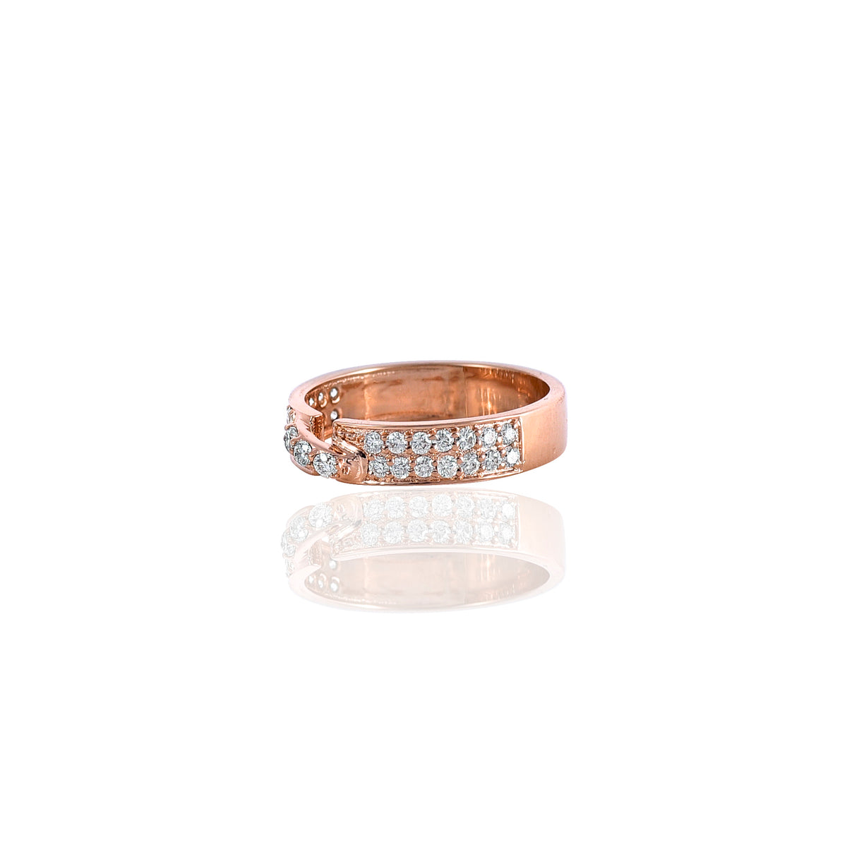 Pink Gold Mossanite Round Ring