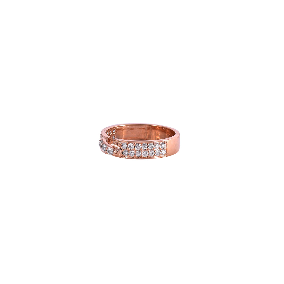 Pink Gold Mossanite Round Ring