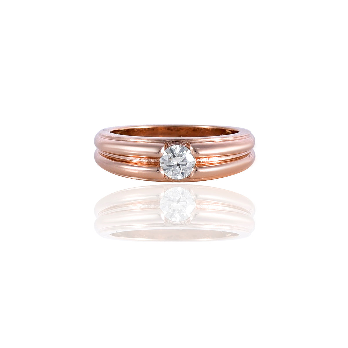 Pink Gold Mossanite Round Ring