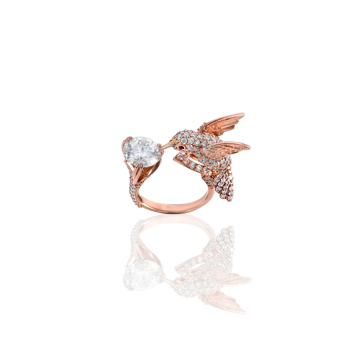 Pink Gold Mossanite Round Ring