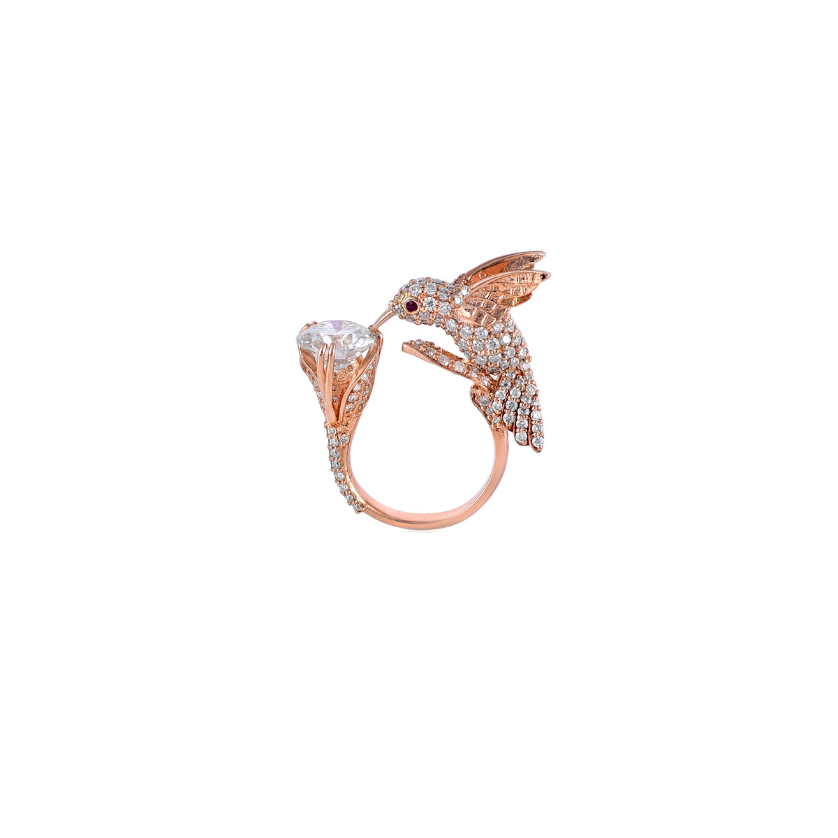 Pink Gold Mossanite Round Ring