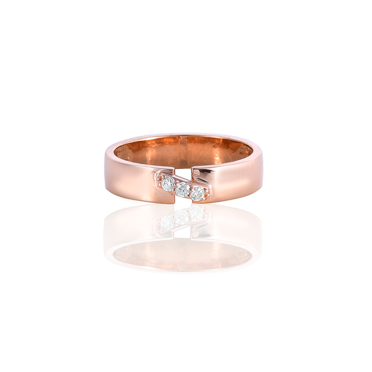 Pink Gold Mossanite Round Ring