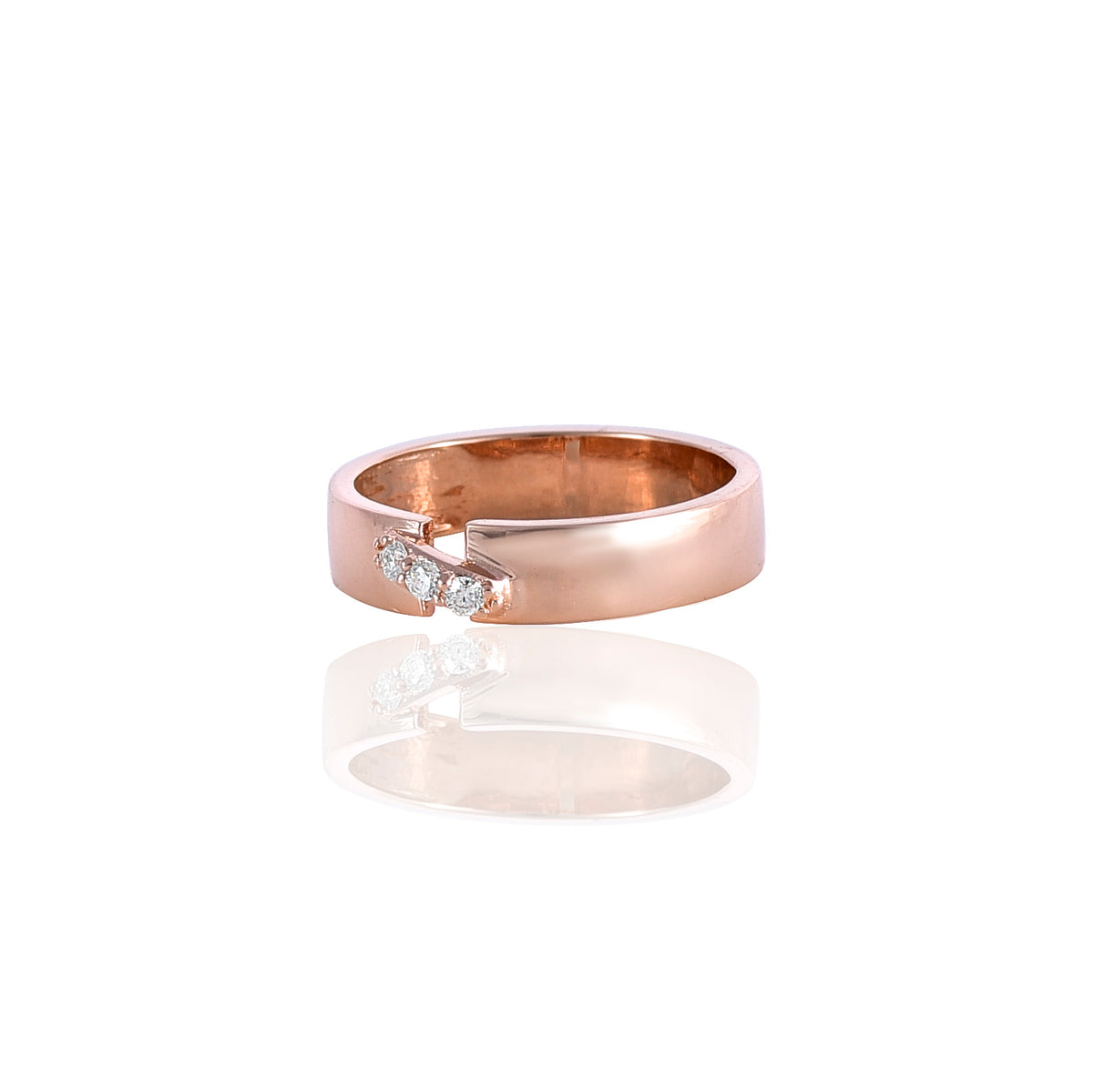 Pink Gold Mossanite Round Ring