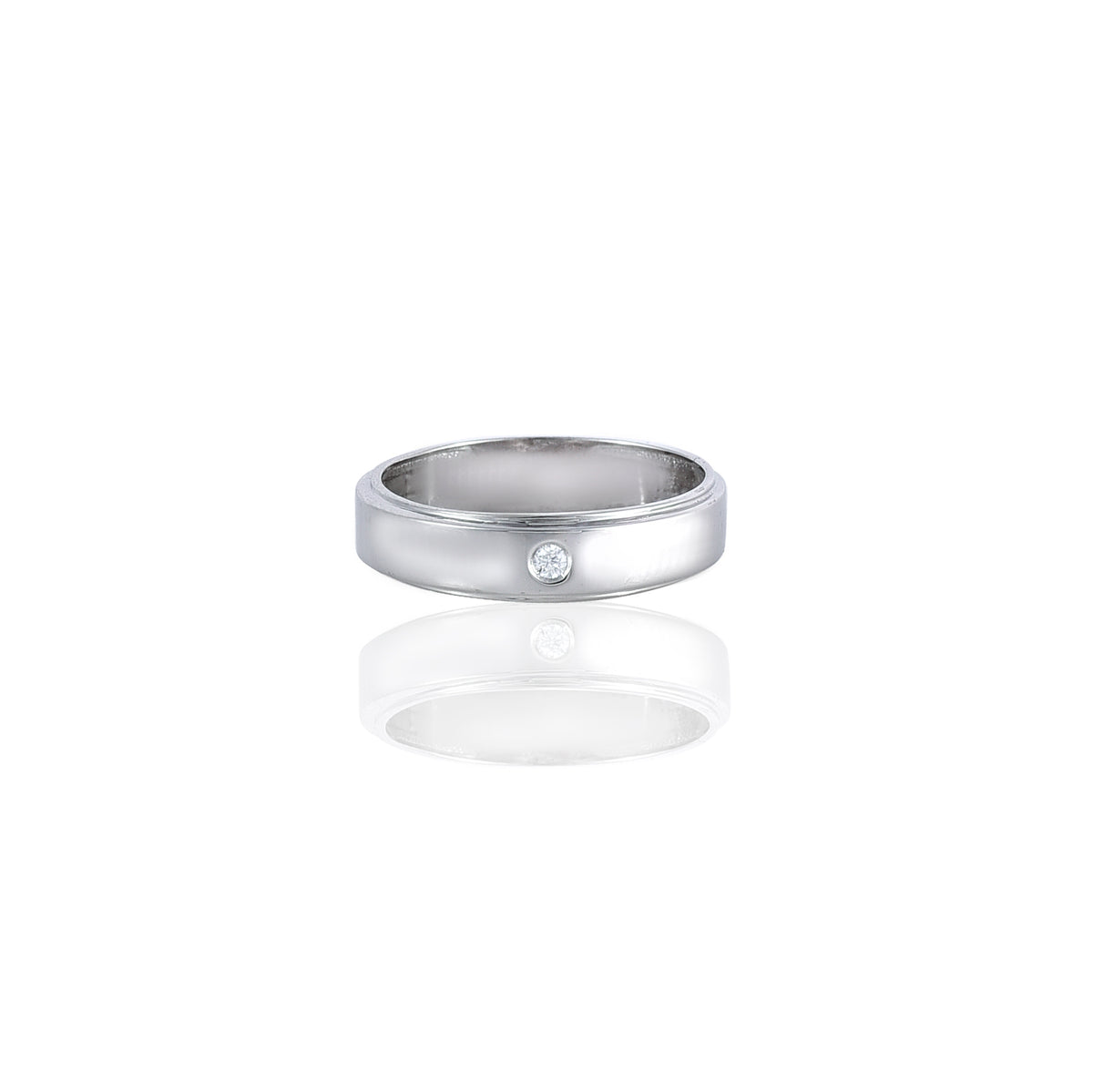 White Gold Mossanite Round Ring