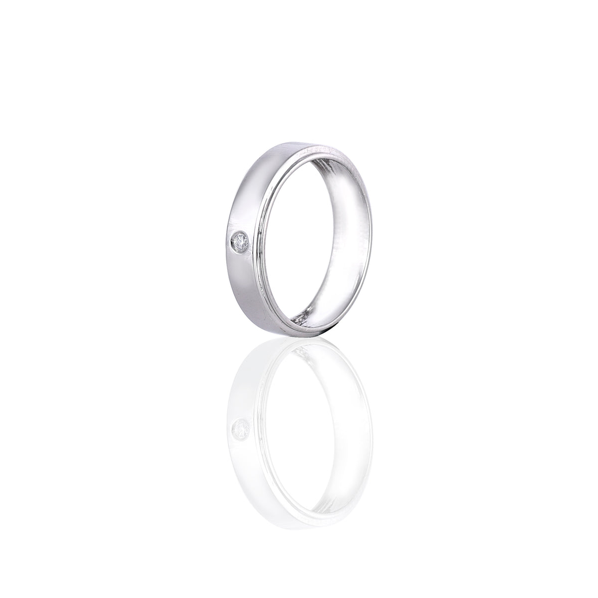 White Gold Mossanite Round Ring